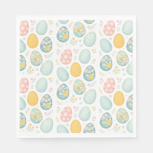 Pastel Easter Eggs Floral Pattern - Cute Spring Servet (Voorkant)