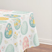 Pastel Easter Eggs Floral Pattern - Cute Spring  Tafelkleed (Voorbeeld)