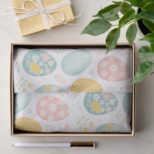 Pastel Easter Eggs Floral Pattern - Cute Spring  Tissuepapier (Geschenk)