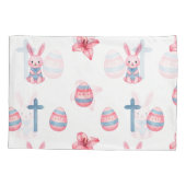 Pastel Easter Parade – Seamless Bunny Kussensloop (Achterkant-Links)