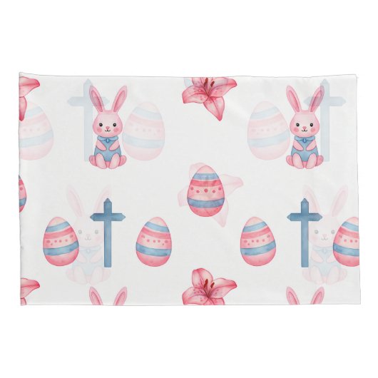 Pastel Easter Parade – Seamless Bunny Kussensloop (Achterkant-Rechts)