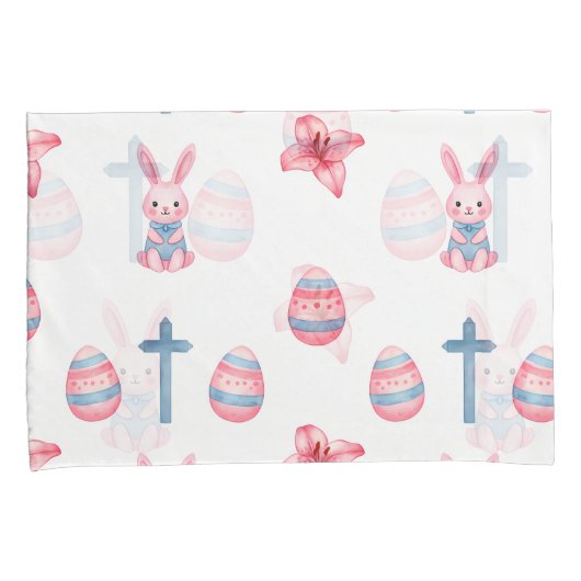 Pastel Easter Parade – Seamless Bunny Kussensloop (Voorkant-Rechts)