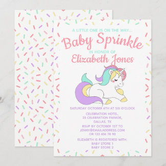 Pastel Eenhoorn Baby Sprinkle Uitnodiging
