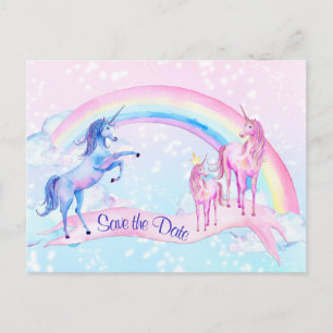 Pastel Eenhoorn Babyshower Save The Date-uitnodigi Briefkaart