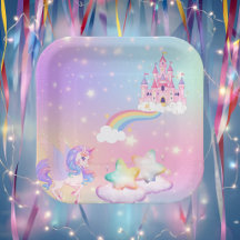 Pastel Eenhoorn Prinses Papieren Borden