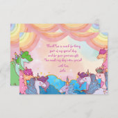 Pastel Eenhoorn regenbogen Kinderverjaardag Bedankkaart (Voorkant / Achterkant)