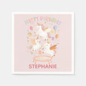 Pastel Eenhoorn Schattigee Trampoline Verjaardagsf Servet (Voorkant)