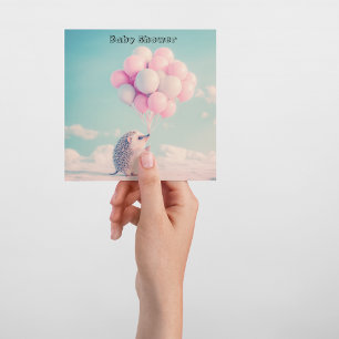 Pastel egel ballon baby shower kaart