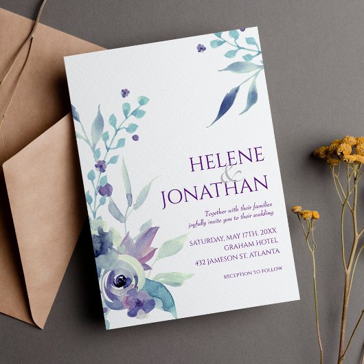 pastel Elegant Floral Modern Boho Wedding Kaart