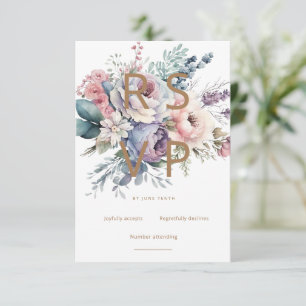 Pastel Elegant Garden Floral Carte RSVP