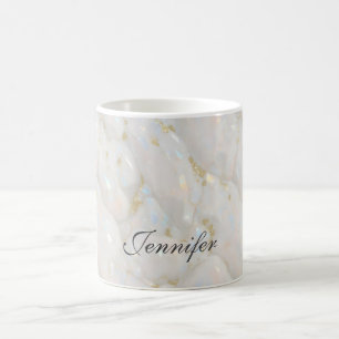 Pastel Elegante Opal Stone Custom Name Koffiemok