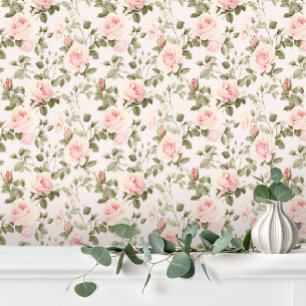 Pastel Elegante Roze Rozen Bloem Behang