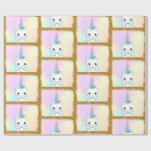 Pastel en Glitter Unicorn Cadeaupapier (Vlak)