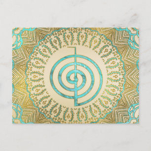 Pastel en Gold Choku Rei-symbool in Mandala Briefkaart