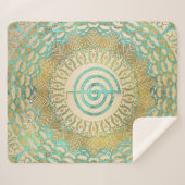 Pastel en Gold Choku Rei-symbool in Mandala Sherpa Deken (Voorkant (horizontaal))