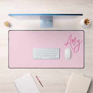 Pastel en Roze Kwast Script Naam Bureaumat