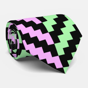 Pastel en zwart geometrisch chevron stropdas