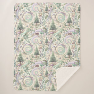 Pastel Enchanted Forest: Een Cottagecore fantasie Sherpa Deken