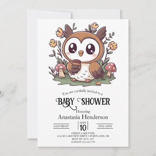 Pastel Enchanted Owl Baby shower Kaart (Voorkant)