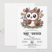 Pastel Enchanted Owl Baby shower Kaart (Voorkant / Achterkant)