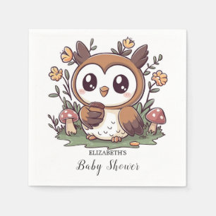 Pastel Enchanted Owl Baby shower Servet