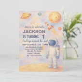 Pastel Espace Extérieur Invitation Anniversaire (Debout devant)