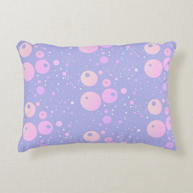 Pastel esthetisch paarse polka dot patroon accent kussen (Voorkant)