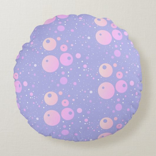 Pastel esthetisch paarse stippen patroon rond kussen (Voorkant)