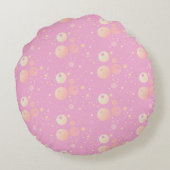 Pastel esthetisch roze stippen patroon rond kussen (Achterkant)
