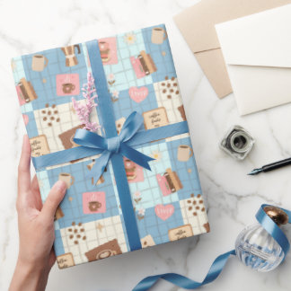 Pastel Esthetische Patchwork Naadloos Patroon Inpa Cadeaupapier