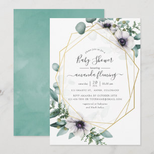Pastel Eucalyptus Anemone Geometrische Baby Shower Kaart