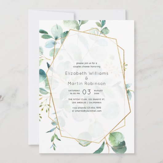 Pastel Eucalyptus Geometric Wedding Couples Shower Kaart (Voorkant)