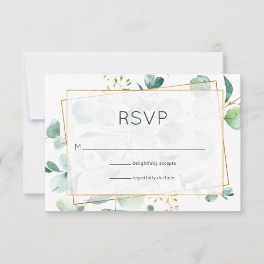 Pastel Eucalyptus Geometric Wedding RSVP Kaartje (Voorkant)