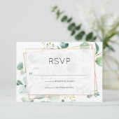 Pastel Eucalyptus Geometric Wedding RSVP Kaartje (Staand voorkant)