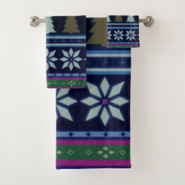 Pastel Fair Isle Kerstmis 2 Bad Handdoek