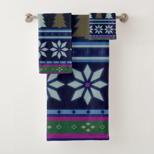 Pastel Fair Isle Kerstmis 2 Bad Handdoek (Insitu)