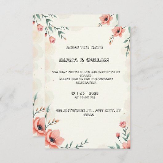 Pastel faire-part de mariage (Devant / Derrière)