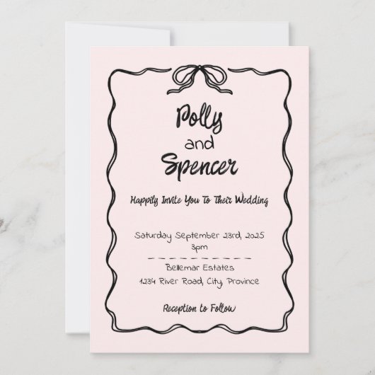 Pastel Faire-part de mariage de finesse Blush (Devant)