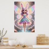Pastel Fairy Bunny – Magical Fantasy Poster Art (Cuisine)