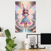 Pastel Fairy Bunny – Magical Fantasy Poster Art (Bureau à domicile)