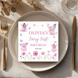 Pastel Fairy Floral Garden Butterfly Birthday Servet