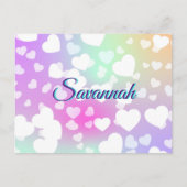 Pastel Falling Hearts gepersonaliseerd Briefkaart (Voorkant)