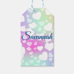 Pastel Falling Hearts gepersonaliseerd Cadeaulabel
