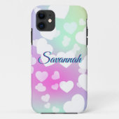 Pastel Falling Hearts gepersonaliseerd Case-Mate iPhone Case (Achterkant)