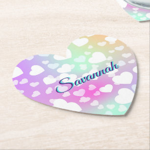 Pastel Falling Hearts gepersonaliseerd Kartonnen Onderzetters