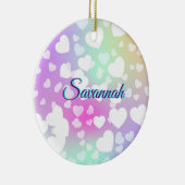 Pastel Falling Hearts gepersonaliseerd Keramisch Ornament (Rechts)