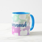 Pastel Falling Hearts gepersonaliseerd Mok (Voorkant rechts)