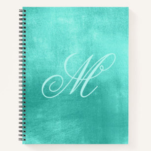 Pastel Fancy Monogram Glanzend Turquoise Folie Notitieboek