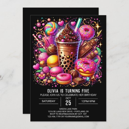 Pastel Fantasy Candyland Digitale Verjaardag Kaart (Voorkant / Achterkant)