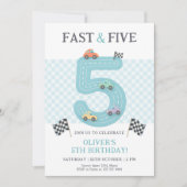 Pastel Fast Five Birthday Car Kaart (Voorkant)